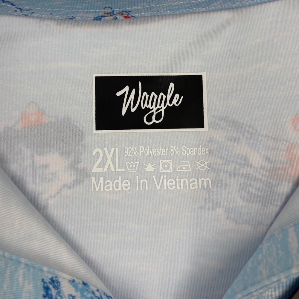 Waggle Golf Mens 2XL Blue Water Sports Print‎ Performance Polo Shirt NWT - Picture 2 of 6